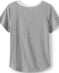 Lands' End Girls Short Sleeve Curved Hem Graphic Tee Shirt