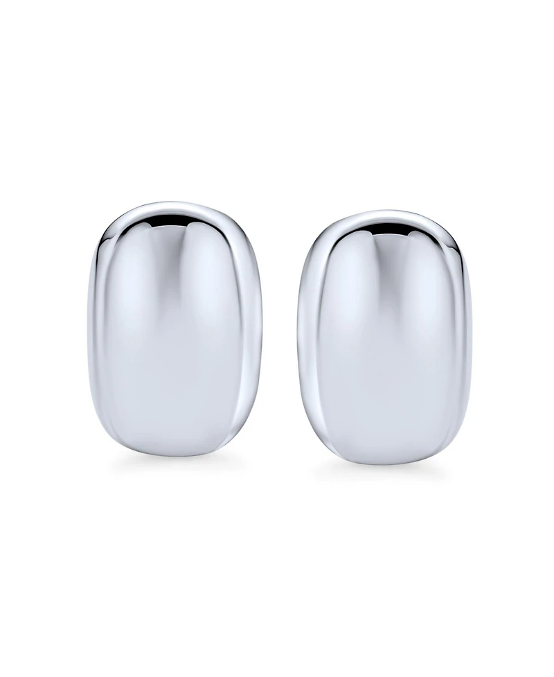 Bling Jewelry Geometric Rectangular Concave Clip On Earrings Non Pierced Sterling Silver Alloy Clip