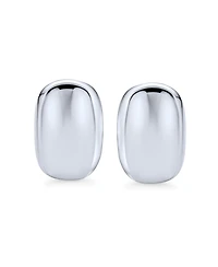 Bling Jewelry Geometric Rectangular Concave Clip On Earrings Non Pierced Sterling Silver Alloy Clip