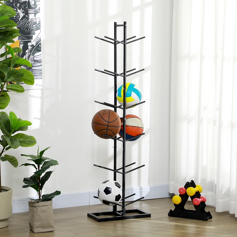 Soozier Ball Storage Rack, Basketball Holder, 12-Ball Organizer