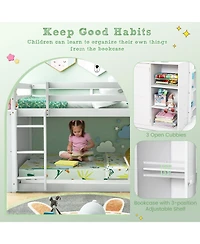 Twin Size Bunk Bed with Convertible Bookcase and Ladder