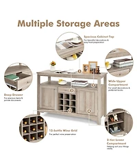 Sugift Server Buffet Sideboard With Wine Rack and Open Shelf