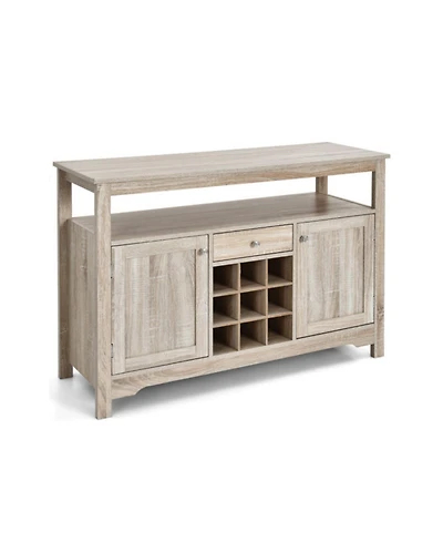 Sugift Server Buffet Sideboard With Wine Rack and Open Shelf
