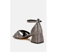 Babylon Low Block Heel Rhinestone Sandals