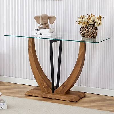 Streamdale Durable Tempered Glass Tabletop with Solid Base, Easy to Assemble