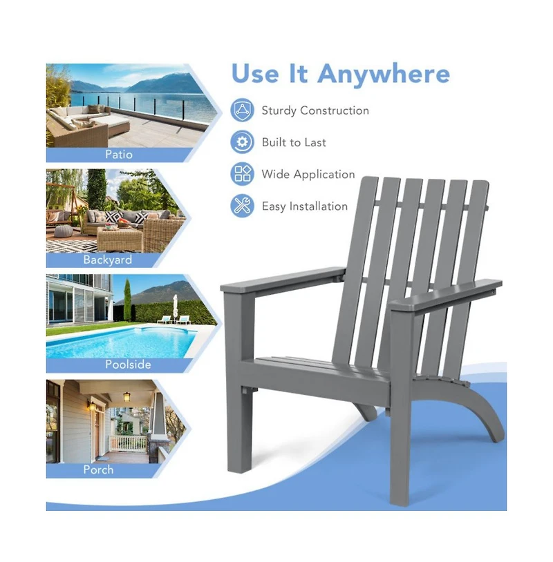 Givimo Outdoor Patio Acacia Wood Adirondack Lounge Armchair