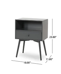 Streamdale Mid-Century Modern Side Table with Drawer and Open Shelf Storage