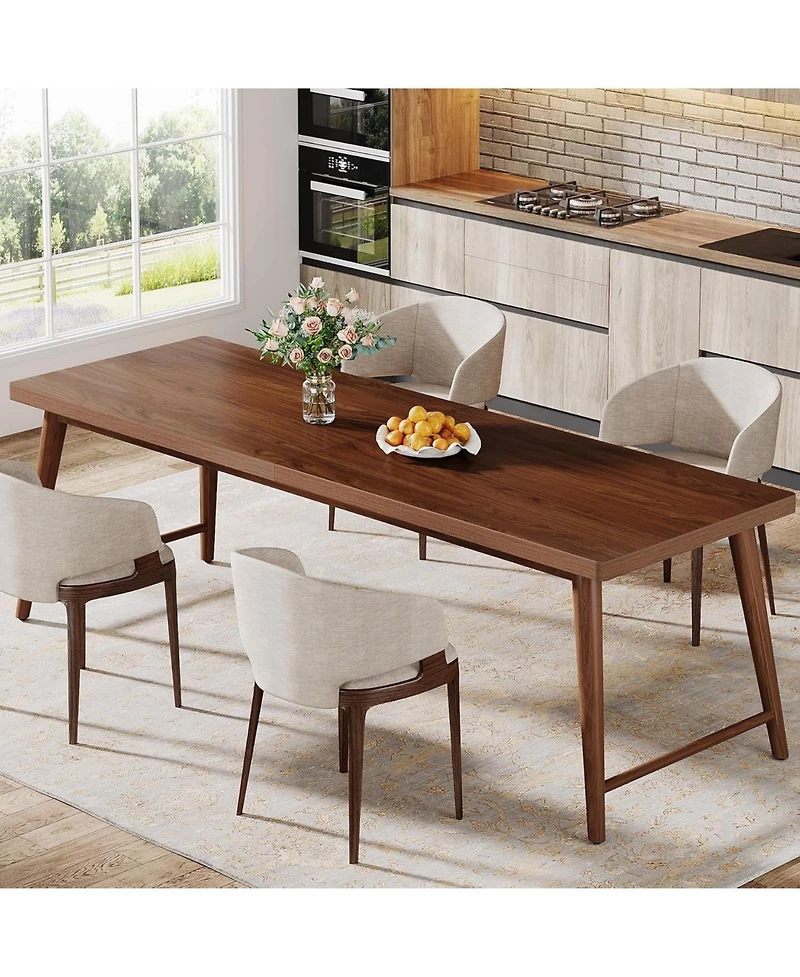 Tribesigns 78.7-Inch Dining Table, Mid-Century Modern Kitchen Dining Room Table for 6-8 People, Wood Kitchen Table Dinner Table, Rich Walnut