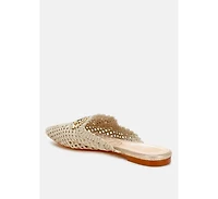 Roboma Metallic Woven Diamante Mules