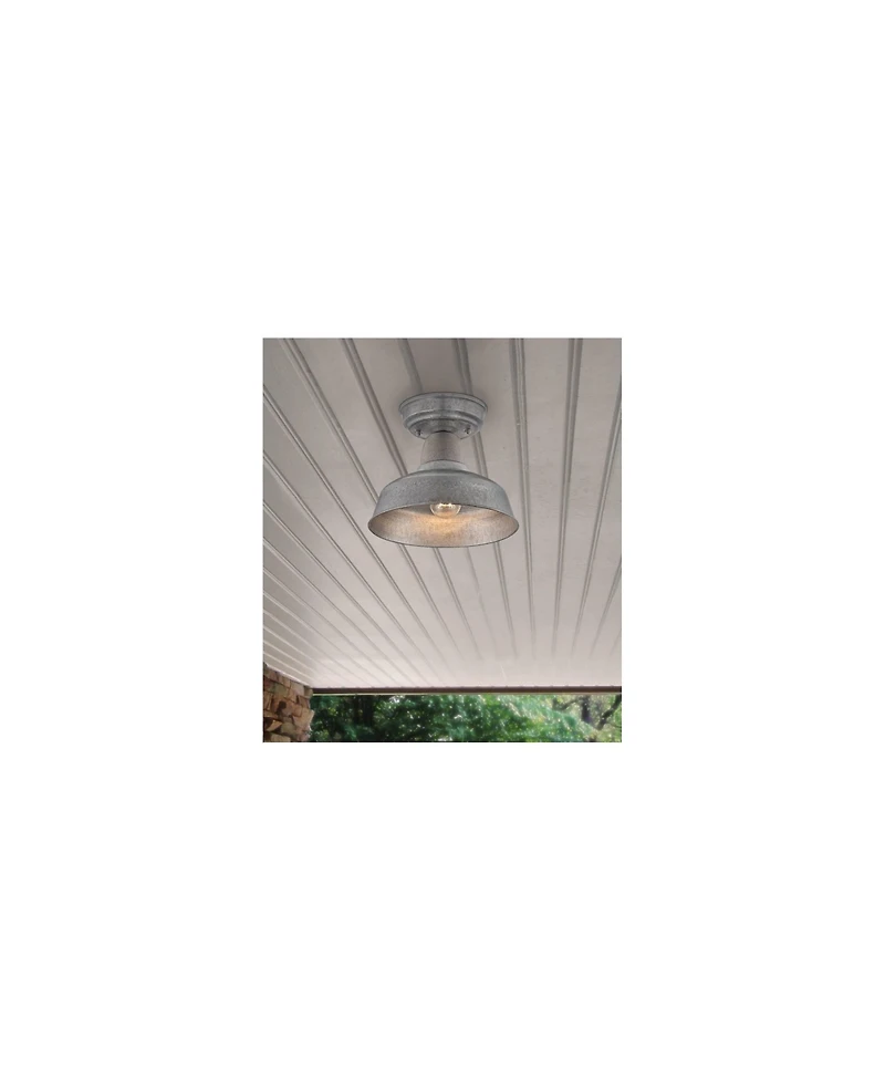 John Timberland Urban Barn Rustic Industrial Farmhouse Semi Flush Mount Outdoor Ceiling Light Galvanized Metal 8 3/4" for Post Exterior Barn Deck