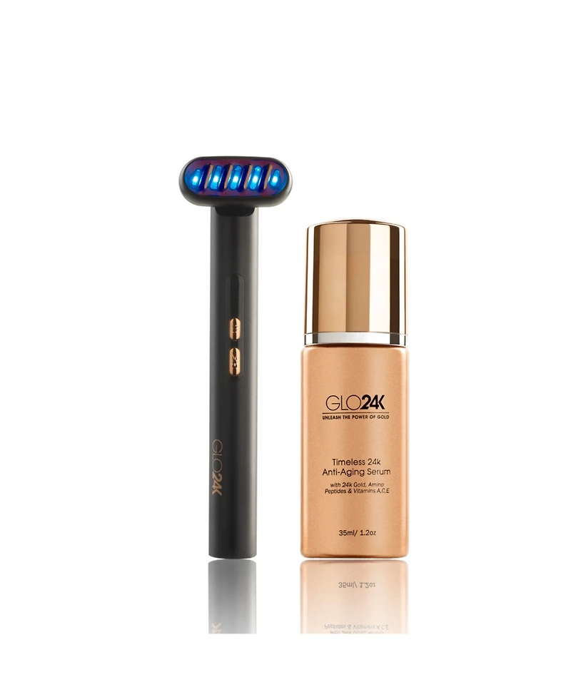 GLO24K 6-in-1 Beauty Therapy Wand for the Face, Eyes & Neck and Timeless 24k Anti-Aging Serum