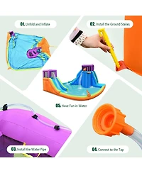 Sugift 6-in-1 Inflatable Dual Water Slide Bounce House Without Blower