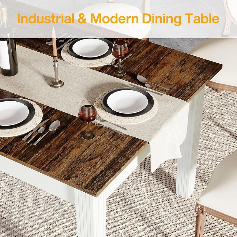 Tribesigns Dining Table for 4-6 People, 62-Inch Rectangular Kitchen Table with Solid Wood Legs, Modern Farmhouse Dinner Table for Dining Room, Kitchen