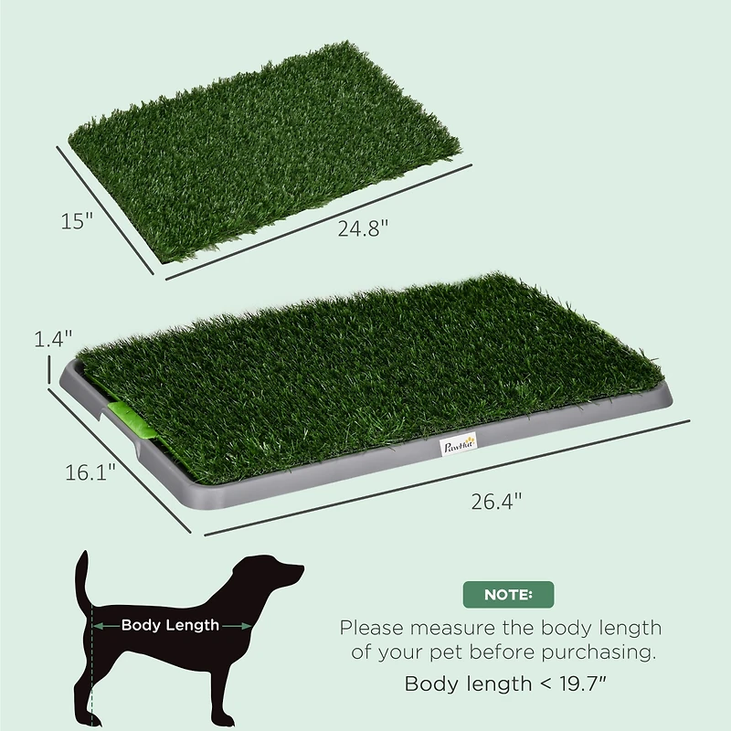 PawHut Dog Grass Pad with Tray for Potty Training Dogs, 26" x 16", 2 Pads