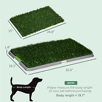 PawHut Dog Grass Pad with Tray for Potty Training Dogs, 26" x 16", 2 Pads