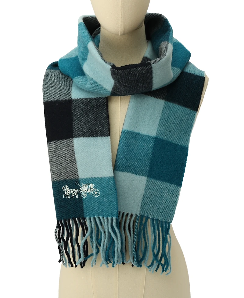 Coach Women's Wool Checkered Fringe-Trim Scarf