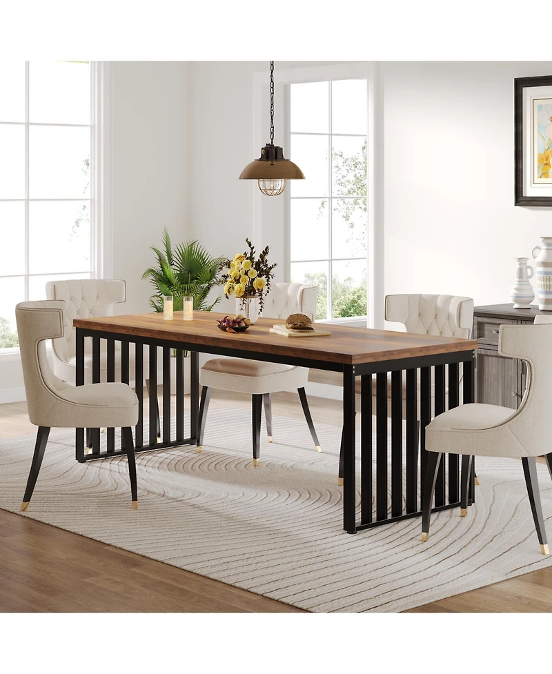 Tribesigns 6.56 ft Conference Table, Large Rectangle Meeting Seminar Table, Industrial Long Business Table for 6-8 People (without Chair)