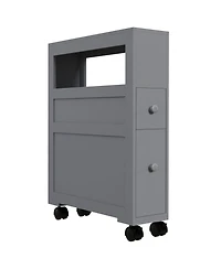 Homcom Narrow Bathroom Storage Cabinet with Rolling Wheels,