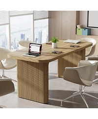 Tribesigns 62" Executive Desk, Large Computer Office Desk with Double Pedestal, Modern Simple Style Natural Wood Top Rectangle Writing Desk