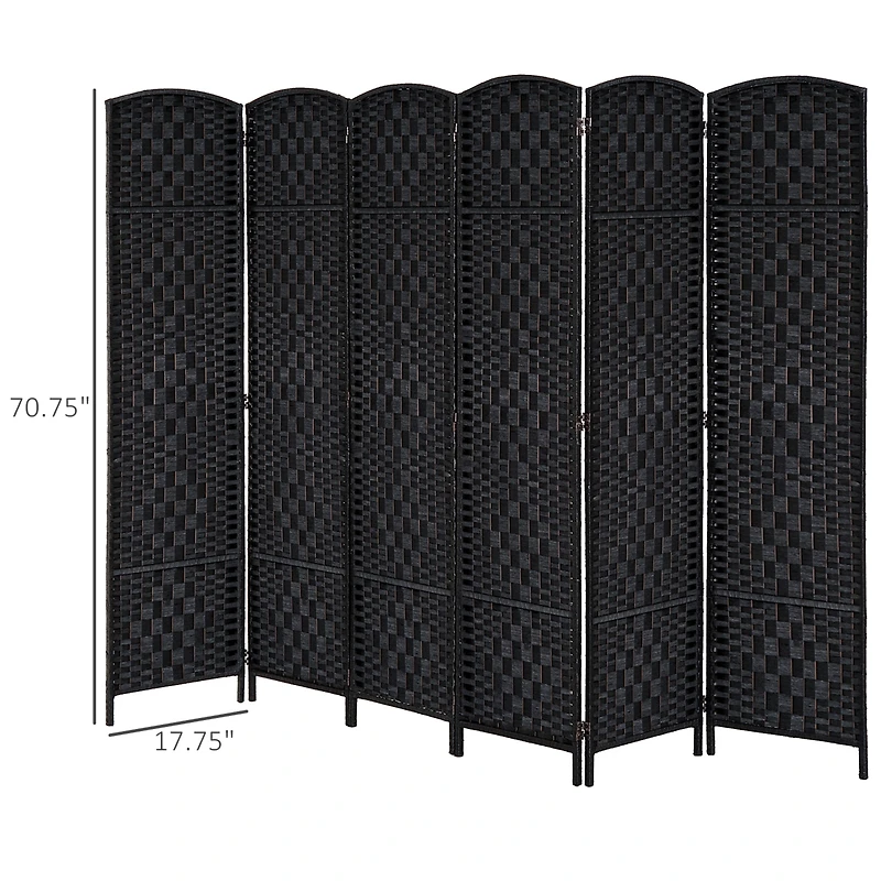 Homcom 6 Weave Panel Room Divider Privacy Folding Screen Diamond Decor Black