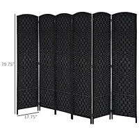 Homcom 6 Weave Panel Room Divider Privacy Folding Screen Diamond Decor Black
