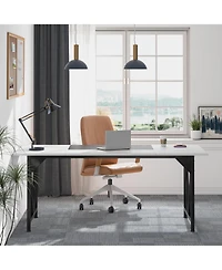 Tribesigns 80'' Executive Desk, L-Shaped Office Table with 55'' Cabinet, Large Computer Desk with Storage Drawers and Shelve