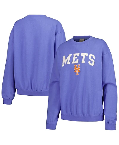 Soft As A Grape Women's Royal New York Mets Pigment Dye Pullover Sweatshirt