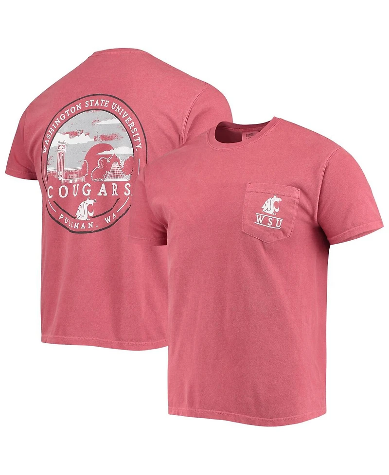 Image One Men's Crimson Washington State Cougars Circle Campus Scene T-Shirt