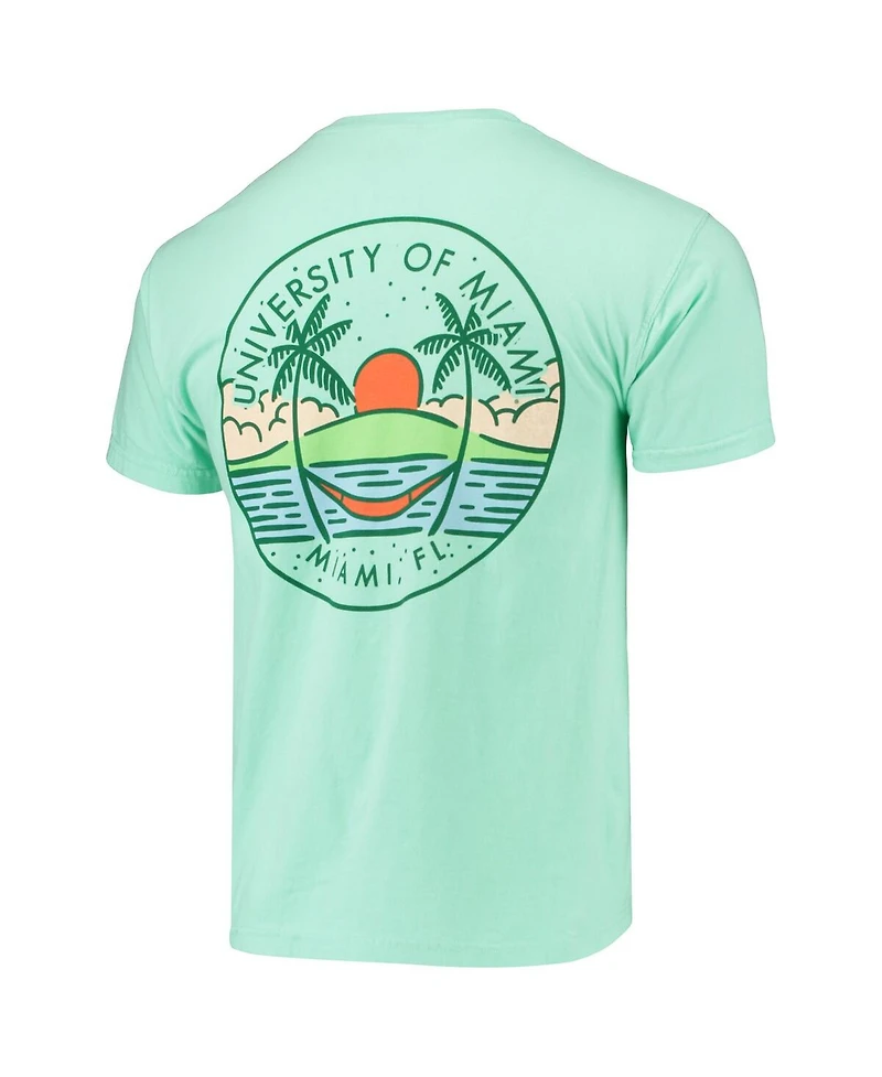 Image One Men's Mint Green Miami Hurricanes Circle Scene Comfort Colors Pocket T-Shirt