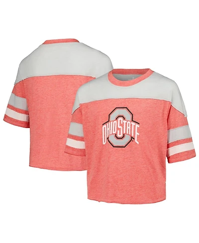 Outerstuff Girls Scarlet Ohio State Buckeyes Sunday Friday Sleeve Stripe Jersey T-Shirt