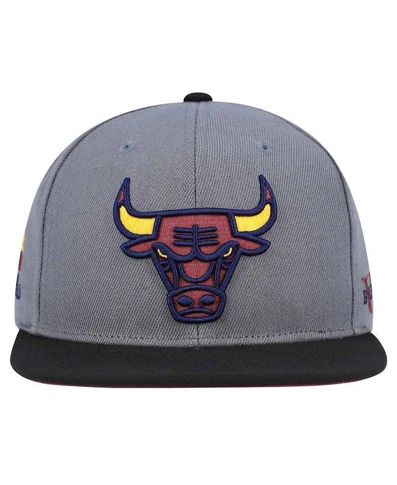 Mitchell & Ness Men's Gray/Black Chicago Bulls Core Snapback Hat