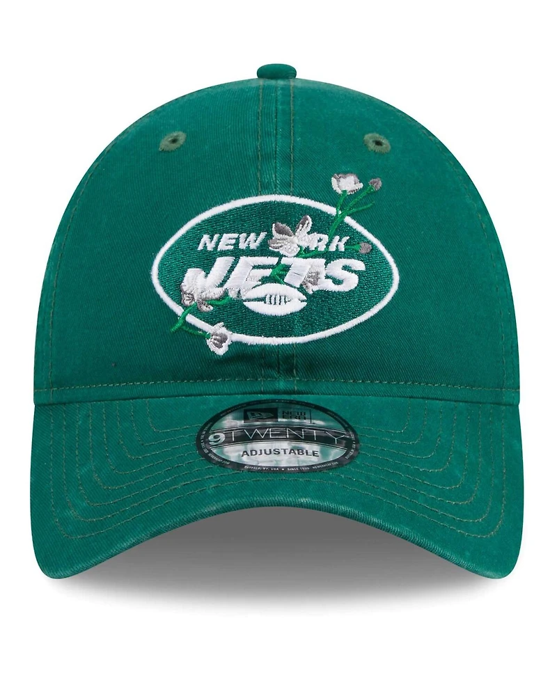 New Era Women's Green New York Jets Game Day Flower 9TWENTY Adjustable Hat