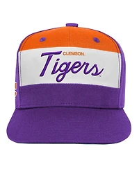 Mitchell & Ness Big Boys and Girls White/Purple Clemson Tigers Retro Sport Colorblock Script Snapback Hat