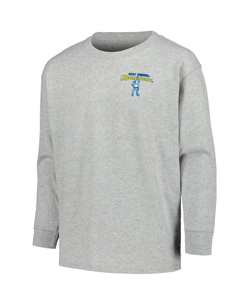 Image One Big Boys and Girls Gray West Virginia Mountaineers Retro Script Long Sleeve T-Shirt