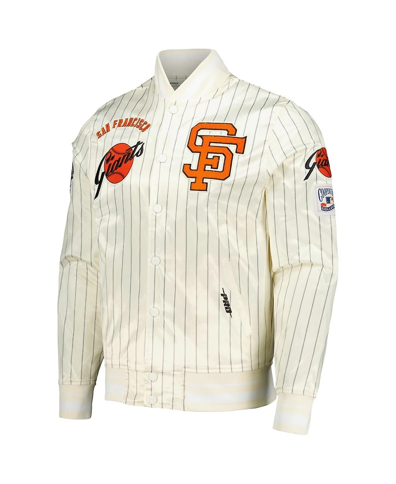 Pro Standard Men's Cream San Francisco Giants Cooperstown Collection Pinstripe Retro Classic Satin Full-Snap Jacket