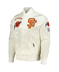 Pro Standard Men's Cream San Francisco Giants Cooperstown Collection Pinstripe Retro Classic Satin Full-Snap Jacket