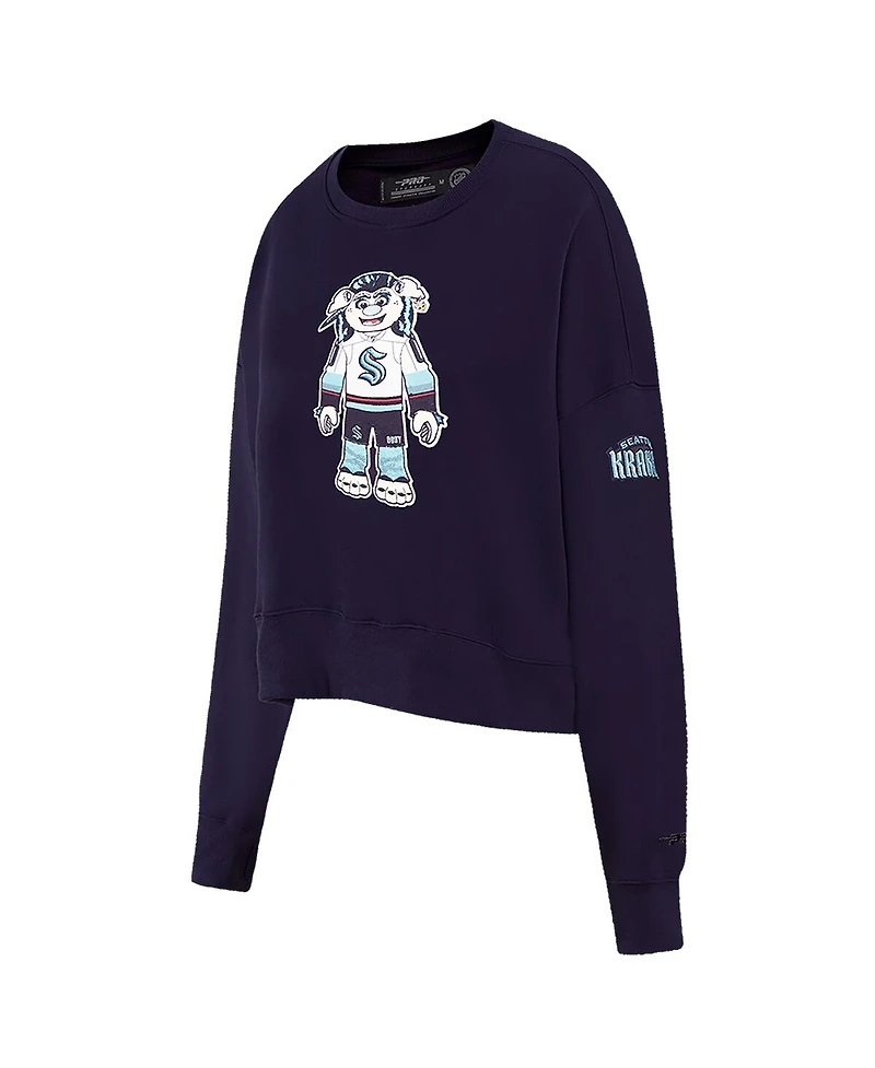 Pro Standard Women's Deep Sea Blue Seattle Kraken Mascot Crewneck Pullover Sweatshirt