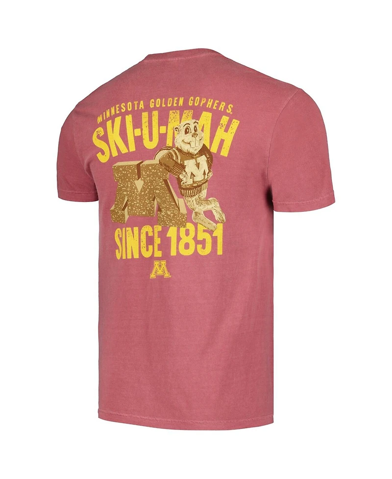 Image One Men's and Women's Burgundy Minnesota Golden Gophers Hyper Local 3D Statue Lettermark T-Shirt