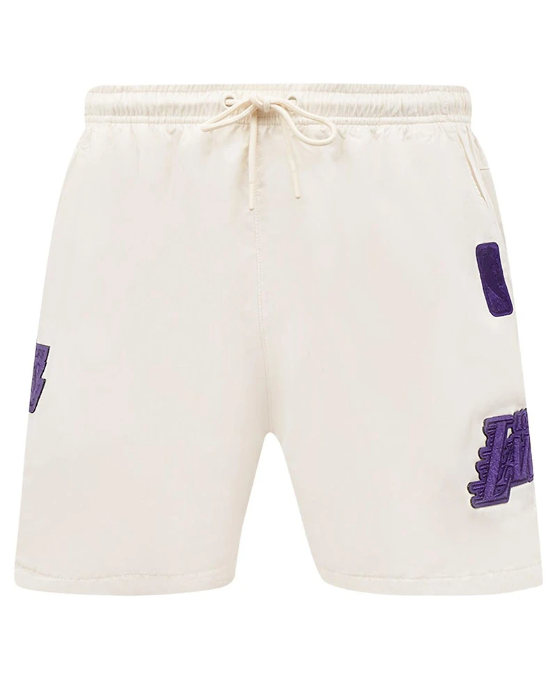 Pro Standard Men's Cream Los Angeles Lakers Triple Tonal Woven Shorts