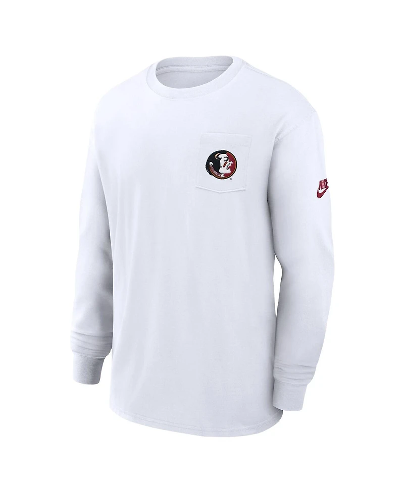 Nike Men's White Florida State Seminoles Legacy Max9 Pocket Long Sleeve T-Shirt