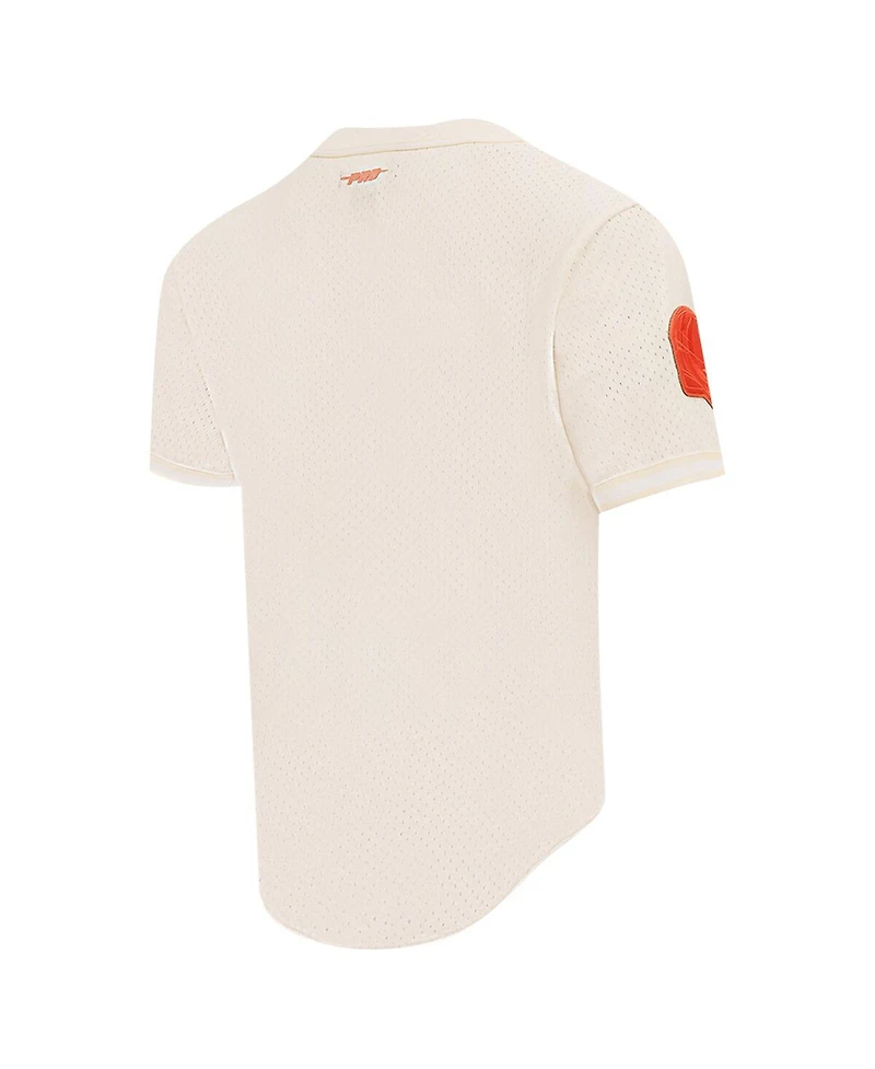 Pro Standard Men's Joe Burrow Cream Cincinnati Bengals Name Number Triple Tonal Button-Up Baseball Jersey