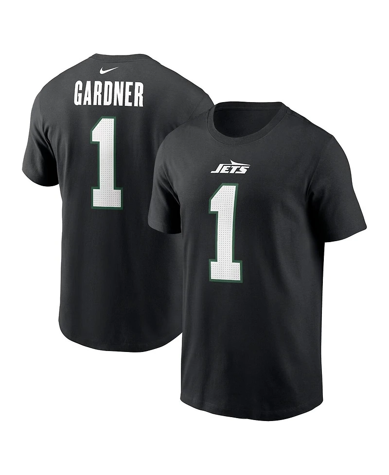 Nike Men's Ahmad Sauce Gardner Black New York Jets Name Number T-Shirt