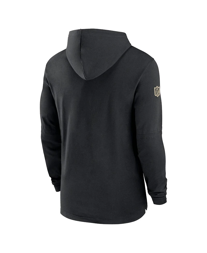Nike Men's Black New Orleans Saints Sideline Hoodie Performance Long Sleeve T-Shirt