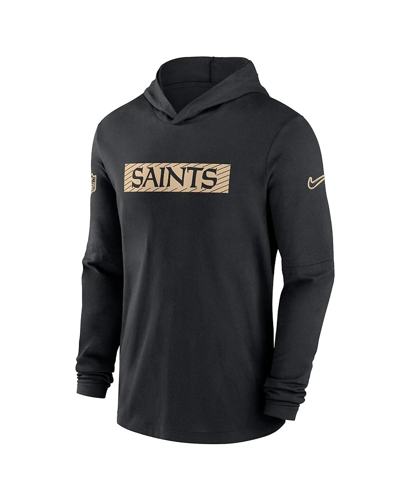 Nike Men's Black New Orleans Saints Sideline Hoodie Performance Long Sleeve T-Shirt