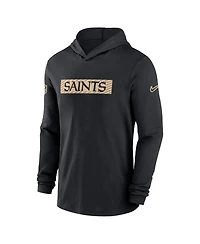 Nike Men's Black New Orleans Saints Sideline Hoodie Performance Long Sleeve T-Shirt
