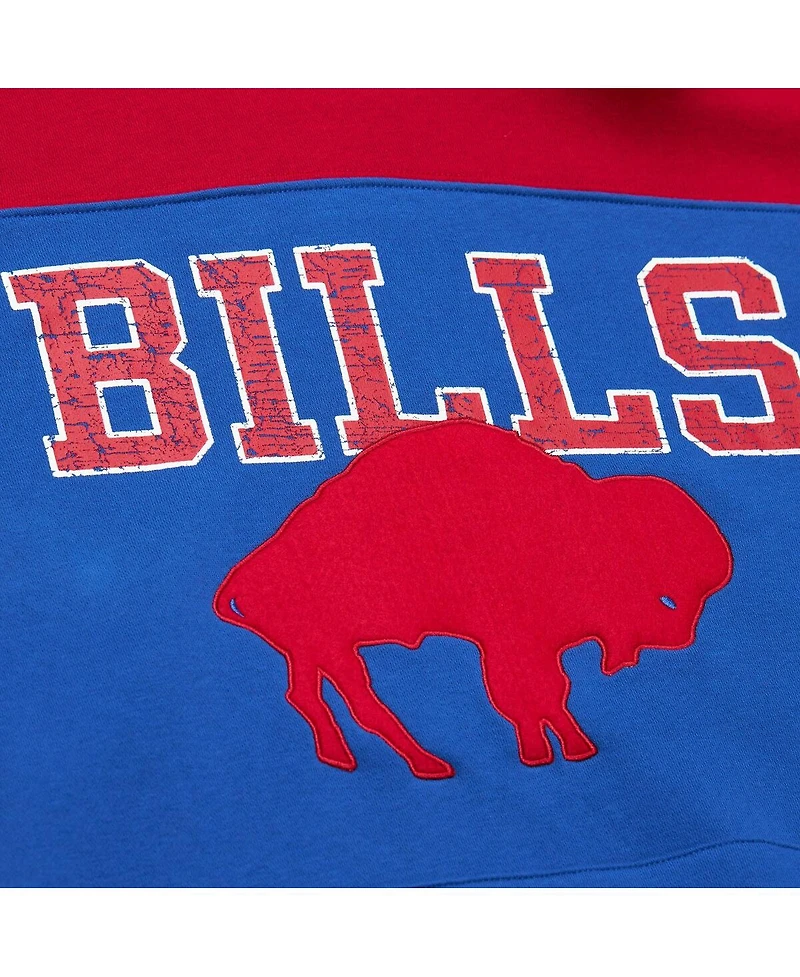 Mitchell & Ness Men's Royal Buffalo Bills Off Field Vintage-like Logo Short Sleeve Pullover Hoodie