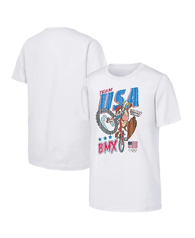 Outerstuff Big Boys and Girls Tasmanian Devil White Team Usa Looney Tunes Bmx T-Shirt