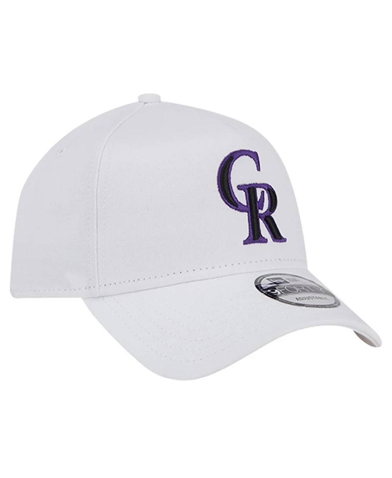 New Era Men's White Colorado Rockies Tc A-Frame 9FORTY Adjustable Hat