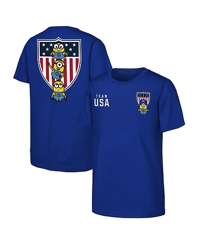 Outerstuff Big Boys and Girls Royal Team Usa Minions Flag Logo T-Shirt