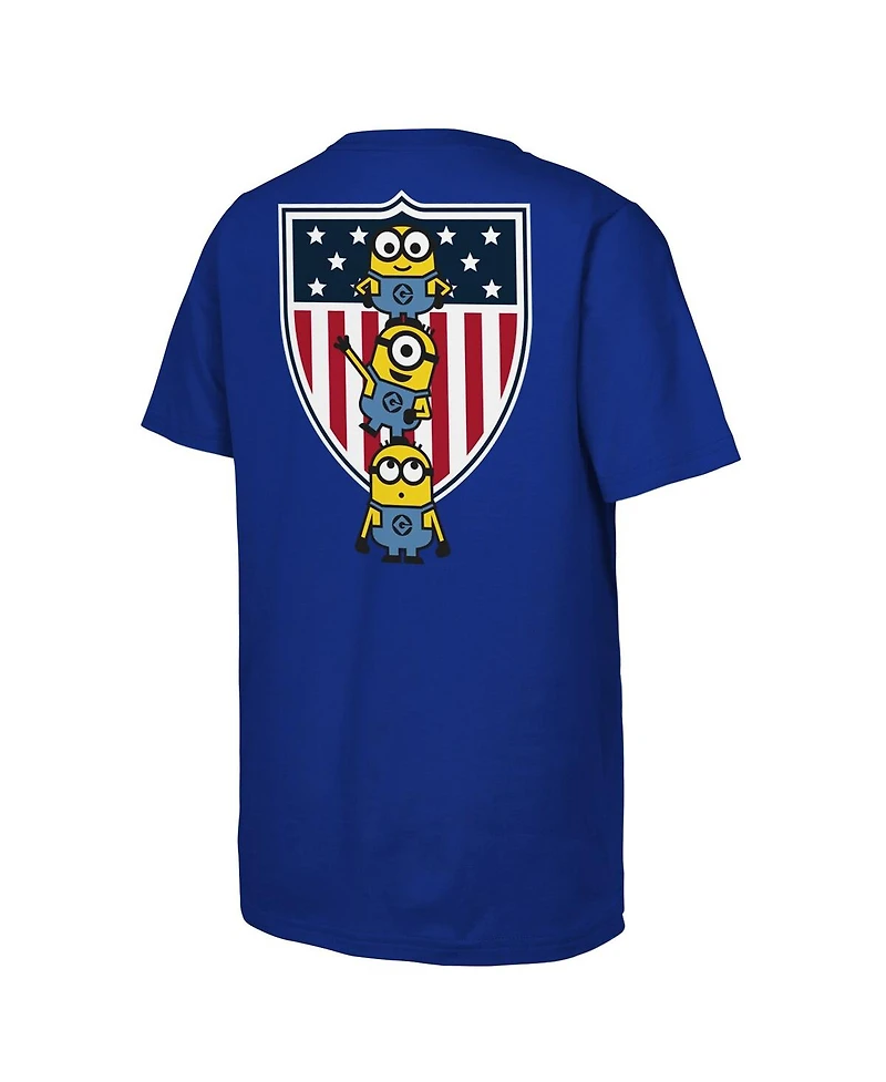 Outerstuff Big Boys and Girls Royal Team Usa Minions Flag Logo T-Shirt